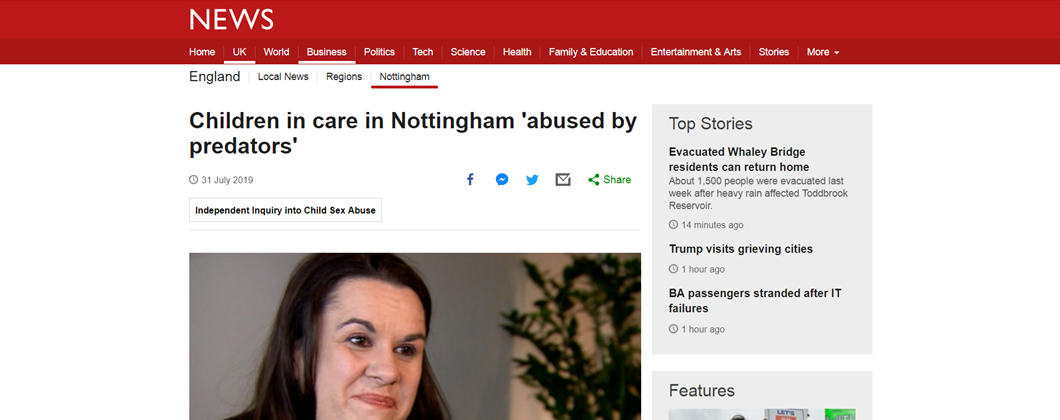 Screenshot of BBC news article